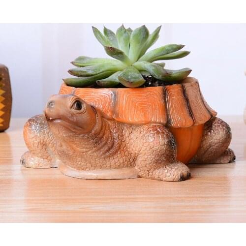 Cartoon Cute Tortoise Succulent Flower Pot Desktop Resin Potted Balcony Plant Container Bonsai Cactus Pot Home Crafts Ornament