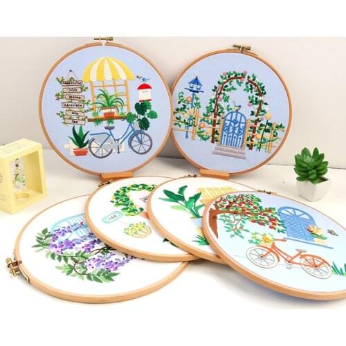DIY Embroidery Cross Stitch Kit with Hoop Flower Pattern Needlework Sets Sewing Art Handmade Craft Painting Home Decor Painting