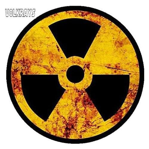 Volkrays Warning Car Sticker Radioactive Nuclear Radiation Rustic Symbol Sticker for Auto Laptop Bumper Decal PVC,7cm*7cm