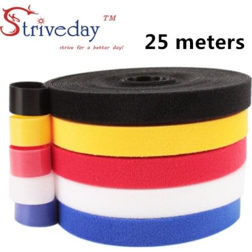 25 meters/roll magic tape nylon cable ties Width 1cm cable wire ties Earphone Winder velcroe tie 6 colors choose from