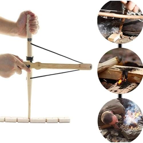 New Bow Drill Fire Starter Primitive Wood Outdoor Survival Practice Friction Tool