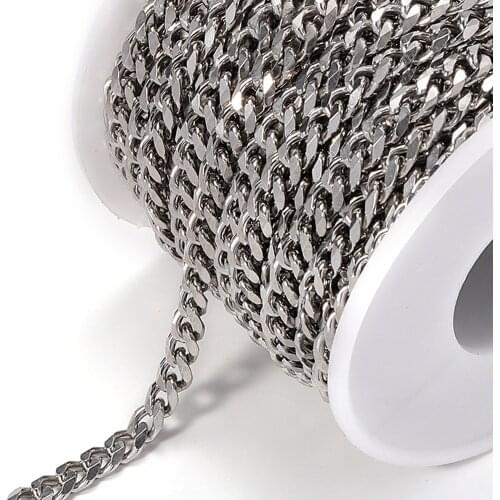 1meter 5/6mm Stainless Steel Chain Necklace DIY for Men Women Curb Cuban Link Chain Black Punk Choker Jewelry Making Gift