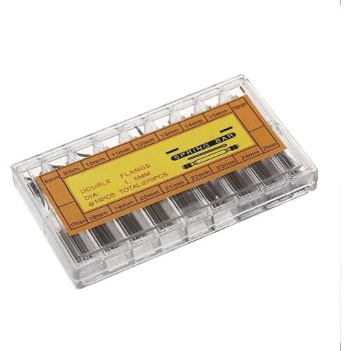 Approx. 270Pcs Dia 1.5mm Watch Band Spring Bars Watch Strap Link Pins 8mm-25mm