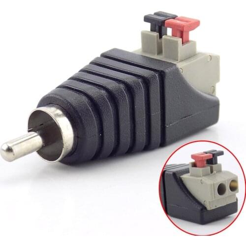 Speaker RCA Connector AV Cable to Audio Male Universal Wire Professional Jack Press Plug Adapter for CCTV Audio LED light W17