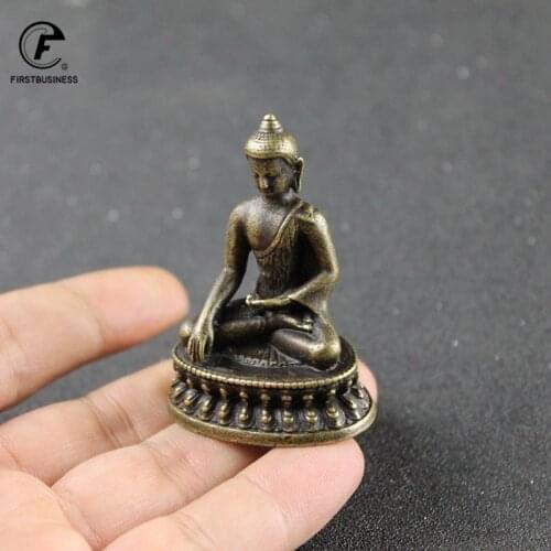 Retro Copper Buddha StatueThailand Buddha Sculpture Brass Hand Made Buddhism Hindu Fengshui Figurine Meditation Home Decor