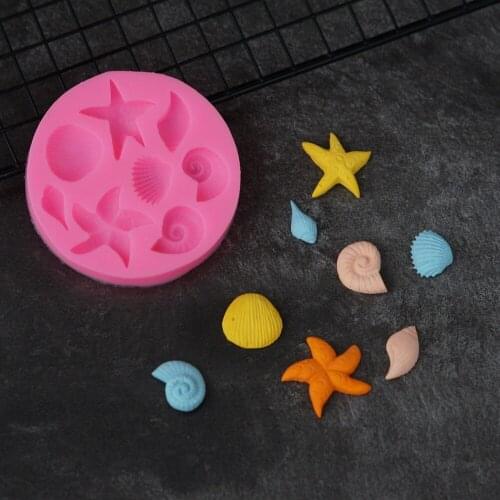 Sea Conch Silicone Mold Fondant Shell Starfish Shape Chocolate Mould Candy Cake Molds Gum Paste Baking Molds DIY