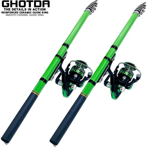 Telescopic Fishing Rod Combo Fishing Kits Set Spinning Fish Reel And Mini Short Rock Rod 1.5-3.0M