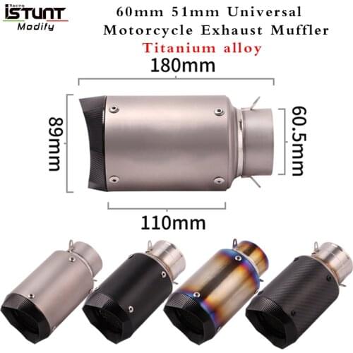 51mm 60mm Universal Motorcycle Exhaust Escape moto Pipe Muffler For GP-project Racing Titanium alloy/Carbon Fiber Muffler