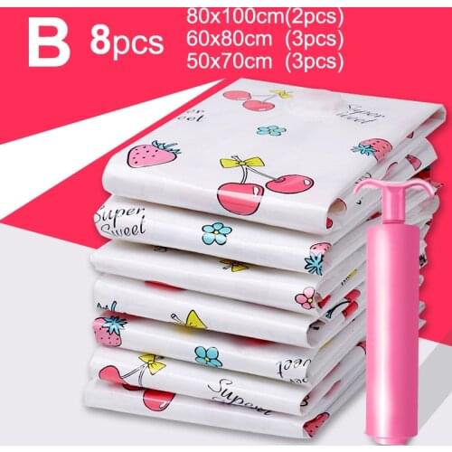 9pcs Vacuum Storage Bags with Pump Clothe Storage Luggage Travel s Space Saver Save Wardrobe Airtight No Leak