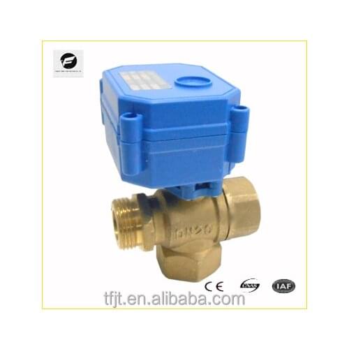Vertical type 3 way T type CWX-15N 2.0nm CR03 CR04 AC85-265 DN20 brass male-female-female thread electric brass ball valve