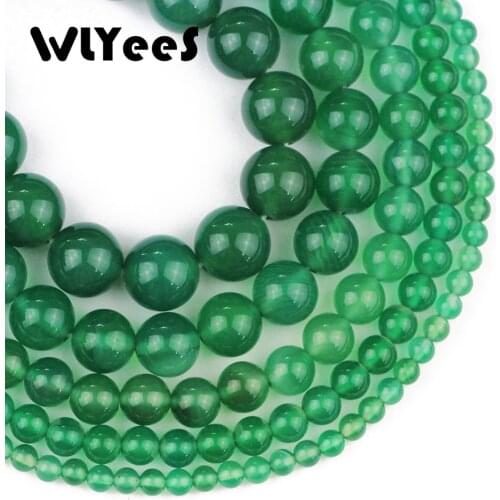 WLYeeS Natural Stone Green Carnelian Beads 4 6 8 10 12mm Round Loose Space Bead Ball for DIY Jewelry Bracelet Necklac Making 15"