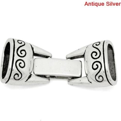DoreenBeads Zinc metal alloy Toggle Clasps Rectangle Antique Silver Color Pattern 3.2cm x1.3cm(1 2/8" x 4/8"), 1 Set