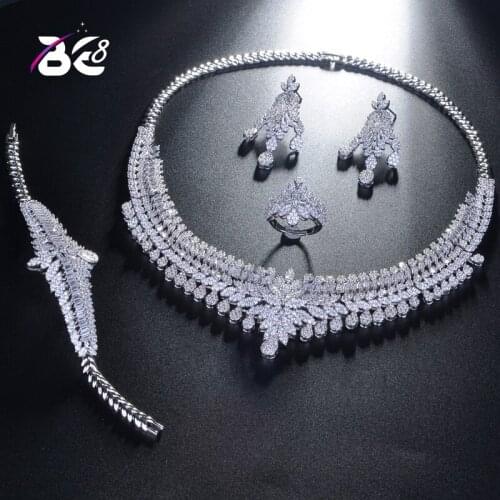 Be 8 Newest Luxury Bridal Wedding Jewelry Sets Women New Sparkling AAA Zircon Paved Copper Fashion Bridesmaid Jewelry Set S214