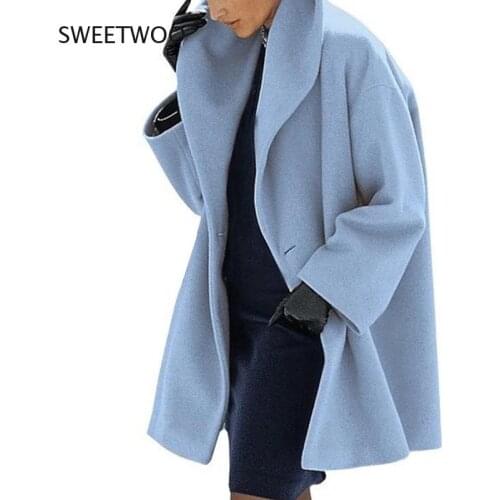 2021 European and American Womens Fashion Autumn and Winter Multicolor Round Neck Loose Hooded Woolen Coat Double-Sided