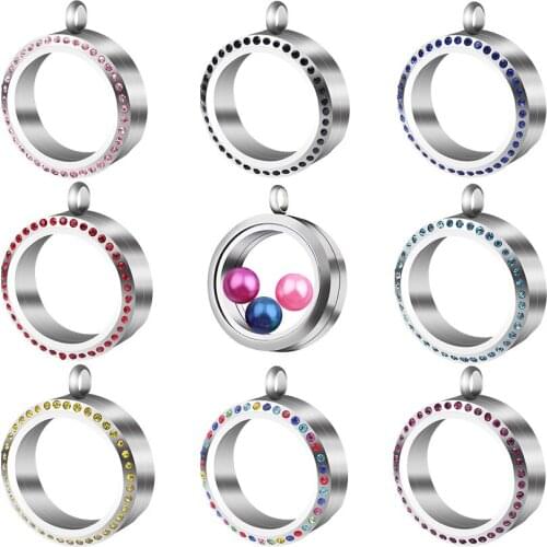 1pc Good Quality Thick 30mm Round Stainless Steel Glass Locket Twist Screw Open Pendant for Sweater Necklace