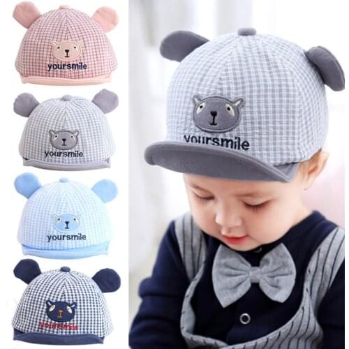 1pc The Dome Bear Infant Sunshade Cap Embroidery Boys And Girls Adjustable Cotton Anti-Sunburn Hat