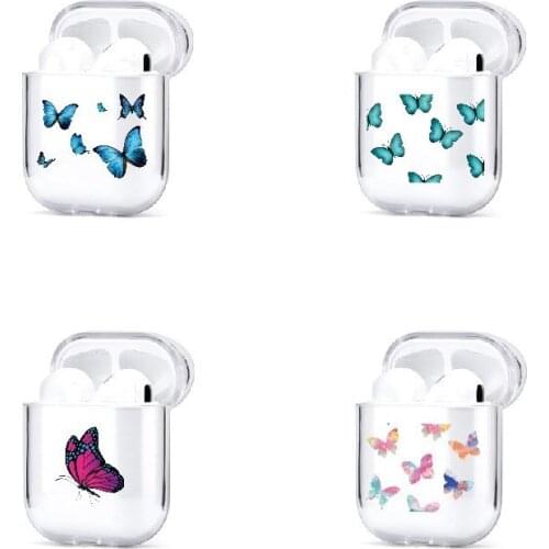 1pcs Cute Blue Pink Butterfly Headphone Cases for Airpods 2 1 Case Clear Soft Silicone Earphone Cover for Airpods 1 2