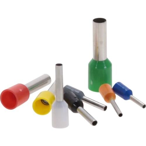 1000Pcs/Pack E0508 E7508 E1008 E1508 E2508 Insulated Ferrules Terminal Block Cord End Wire Connector Electrical Crimp Terminator