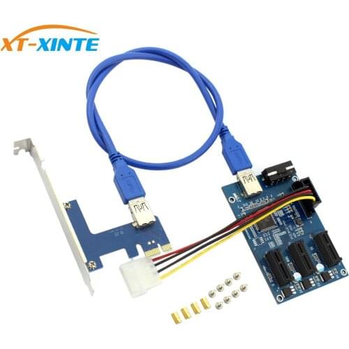 XT-XINTE PCIe 1 to 3 PCI Express 1X Slots Riser Card Mini ITX to External 3 PCI-e Slot Adapter PCIe Port Multiplier Miner Card