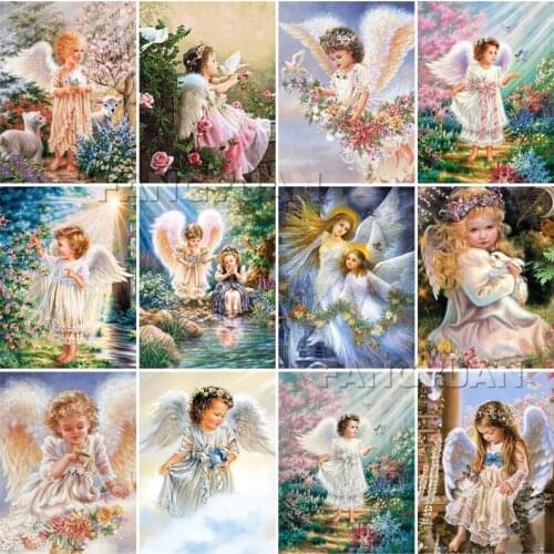 5D Diamond Painting Angel Girl Cross Stitch Full Square Round Diamond Embroidery Rhinestone Mosaic Wall Art Home Decoration Gift
