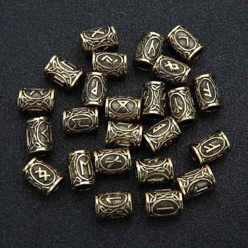 24pcs/set Viking Runes Charms Tube Beads for Bracelets Viking Beads Pendant Necklace for Bracelet Necklace Jewelry Making
