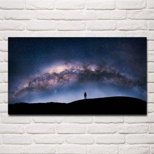 Stars the sky milky way silhouette night people living room home wall art decor wood frame fabric posters MC763