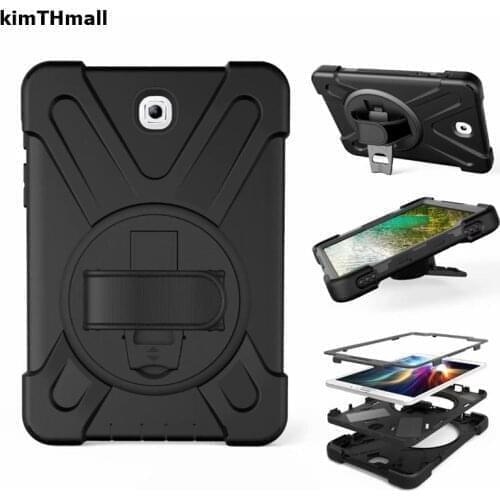 Case For Samsung Galaxy Tab S2 9.7 SM-T815 T810 T813 T819 Cover Stand long Strap Shoulder Heavy Duty Silicone Safe Child case