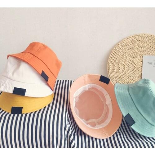New Kids Hat Solid Color Spring Summer Baby Girl Boy Bucket Cap Outdoor Children Fisherman Beach Sun Hat 2-5Y