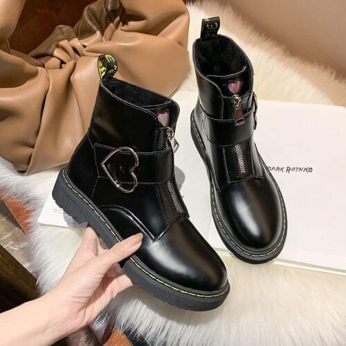 Designer Heart Martin Boots For Women Fashion Motorcycle Combat Boots Kawaii Lolita Shoes Goth Punk Black Platform Ankle Boots