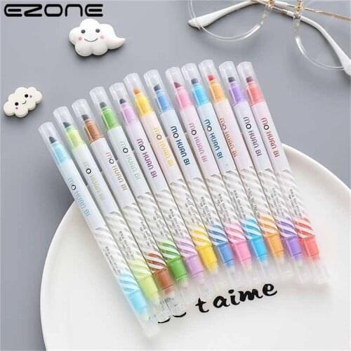 EZONE 12PCS Magic Color Highlighter Pen Set Fluorescent Erasable Marker Liner Drawing Art Pen Stationery Office School Supply