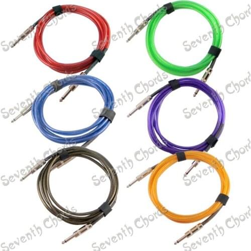 3M Guitar Cable Cord, Audio Connection Cable For Electric Guitar Bass Effector Amplifier Speaker,Clear rubber 6 Colors
