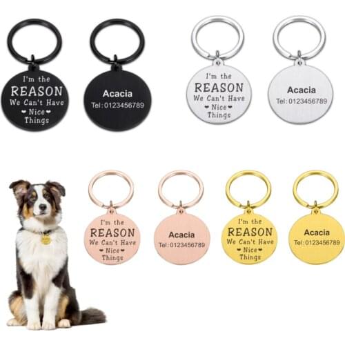 Pet ID Tags Personalized Necklace Custom Tag Dog Accessories Engraved Dog Cat Name Tags Pet Collar Id Tags Free Engraving
