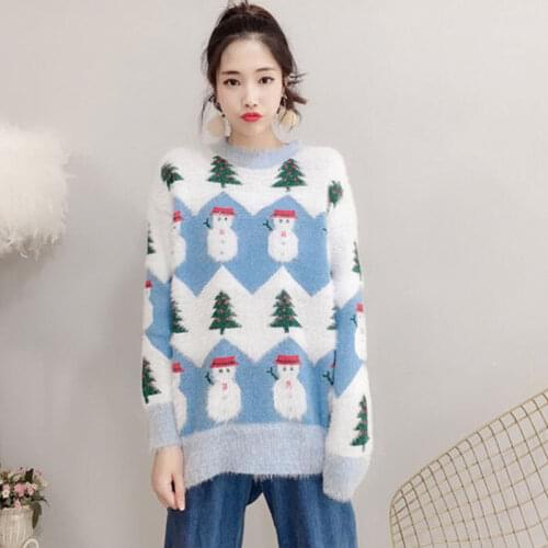 Cashmere sweater women oversize thick long warm funny christmas sweaters korean knit sweater women pink sweater winter pullover