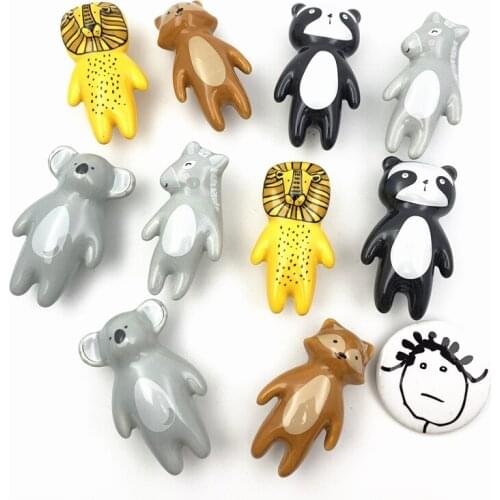 Ceramic Cartoon Knob Lion King Panda Fox Koala Donkey Shaped Hardware Drawer Handles for Kids/Children