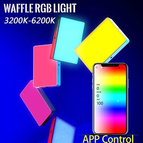 YC Onion Waffle RGB LED Video Light Camera Fill Light Full Color 2900mAh Dimmable 3200K-6200K Photography Studio Ambient Lamp