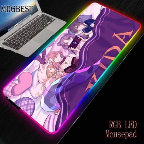 MRGBEST League of Legends K / DA Anime HD Custom Large Game RGB Mouse Pad Lockedge Computer Desk Mat Non-slip Rubber Stripe Xxl