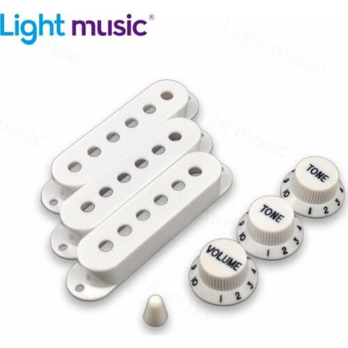 White Guitar Parts Set Switch tip Single coil Pickup Cover 1 volume 2 Tone Knobs