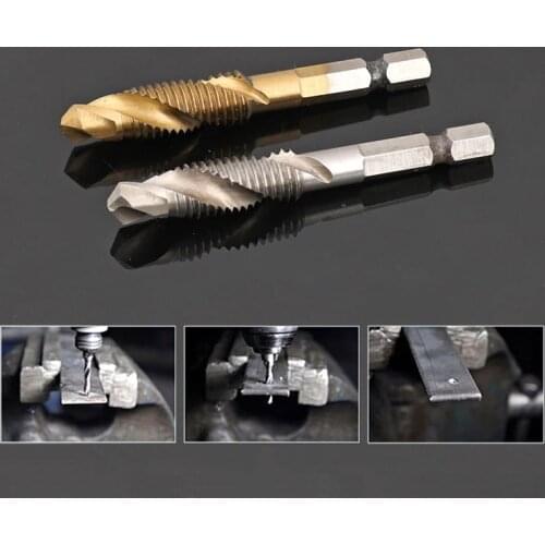 4341 Metric Tap Die Drill Bit Set, 1/4" Hex Shank Screw Thread Taps Woodworker Tool Hole Cut High Speed Steel Spiral HSS Tapping