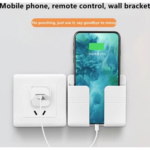 Wall Mounted Organizer Storage Box Remote Control Mounted Mobile Phone Plug Wall Holder Charging Multifunction Holder Stand hook