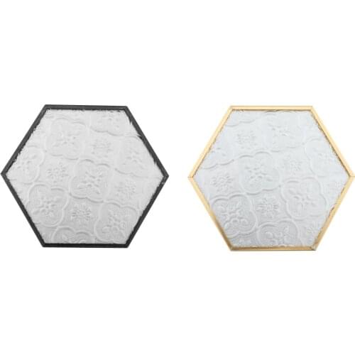 Tabletop Glass Drinks Coffee Cup Mug Mat Coasters with Golden Trim Decorative