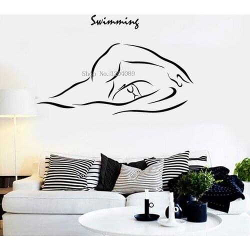 New Design Cool Vinyl Wall Decals Swimming Swim Swimmer Water Sports Wall Stickers Home Decor Removable Simple Art MuralsYY597