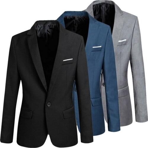 Richkeda Store New Men Slim Fit Office Blazer Jacket Fashion Solid Mens Suit Jacket Wedding Dress Coat Casual Business Male Suit