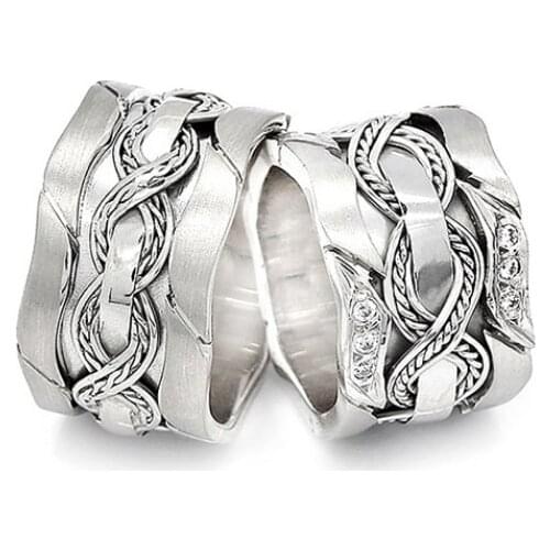 Couple Wedding Ring Sterling Silver 925 Woman And Man Luxury Jewelry Bands Fashion Engagement Anniversary Ancient Greek Model