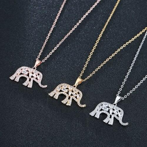 Charm and Lovely Elephant Pendant Necklace Zircon Three Color Pendant Necklace Womens Fashion Simple Jewelry Festival Gift