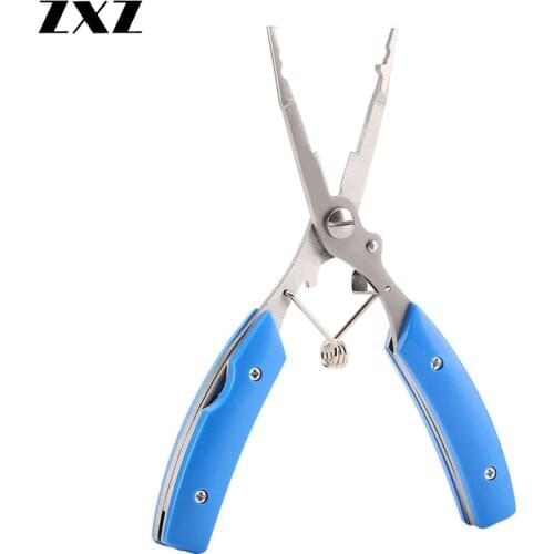 Stainless Steel Split Ring Fishing Pliers 14.5cm Fish Use Scissors for Lure Rod Line Cutter Hook Remover Tool with Oxford Sheath