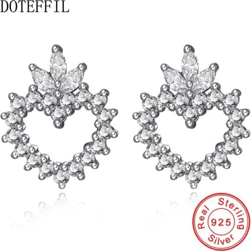 925 Sterling Silver Love Heart Stud Earrings for Women Crystal Heart Collection Earrings Valentines Day Jewelry Gift