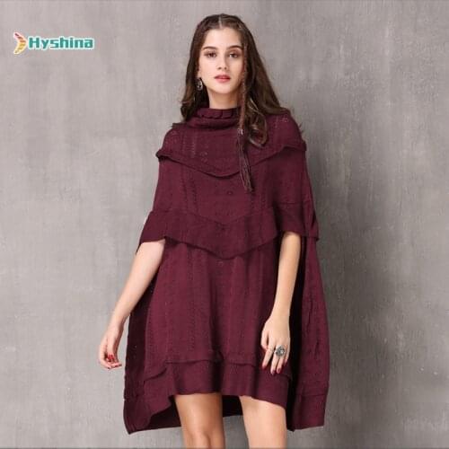 New Winter Vintage Cape Loose Sweater Knit Dress