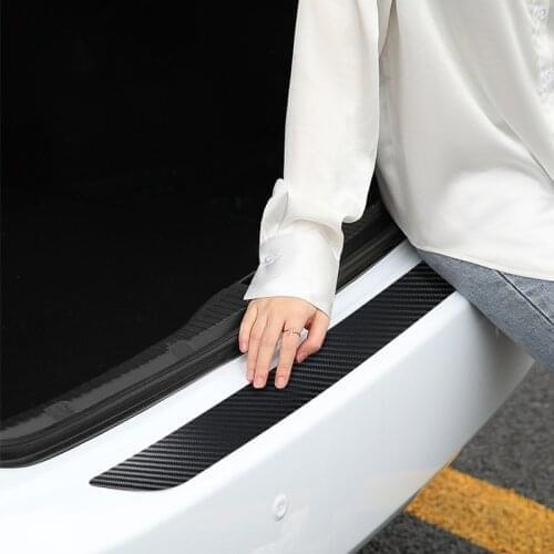 Universal 90*7cm Car Trunk Door Sill Plate Protector Rear Bumper Guard Carbon Fiber Mouldings Pad Trim Cover Strip Car Styling