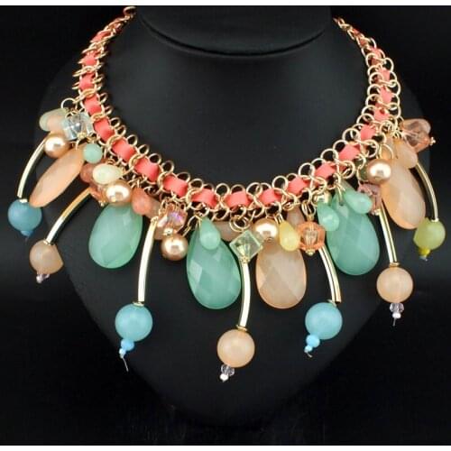 UKEN 5 Color Handmade Women Choker Candy Resins Bib Collar Unique Necklaces For Women Dress Fashion Collier Bijoux