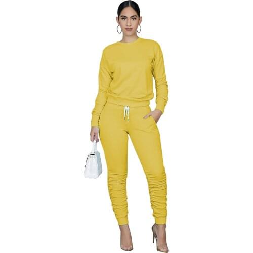 S-XXL Women Two Piece Outfits Casual Tracksuits long Sleeve jogging Sweatsuits With Pockets
